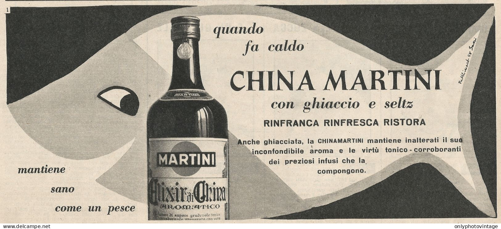 W1702 China Martini Con Ghiaccio E Seltz - Pubblicità Del 1958 - Vintage Advert - Advertising