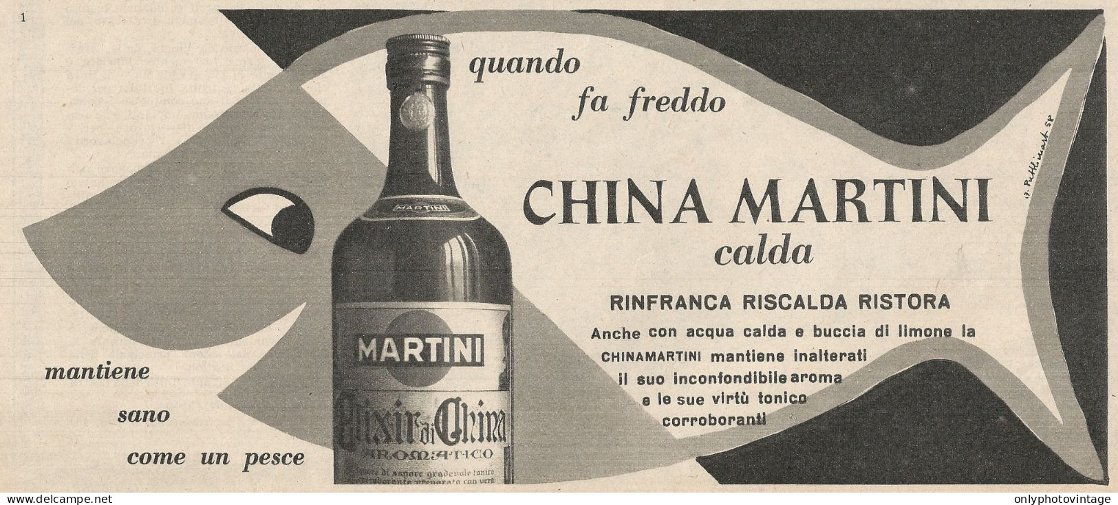 W1701 China Martini Calda - Pubblicità Del 1958 - Vintage Advertising - Advertising
