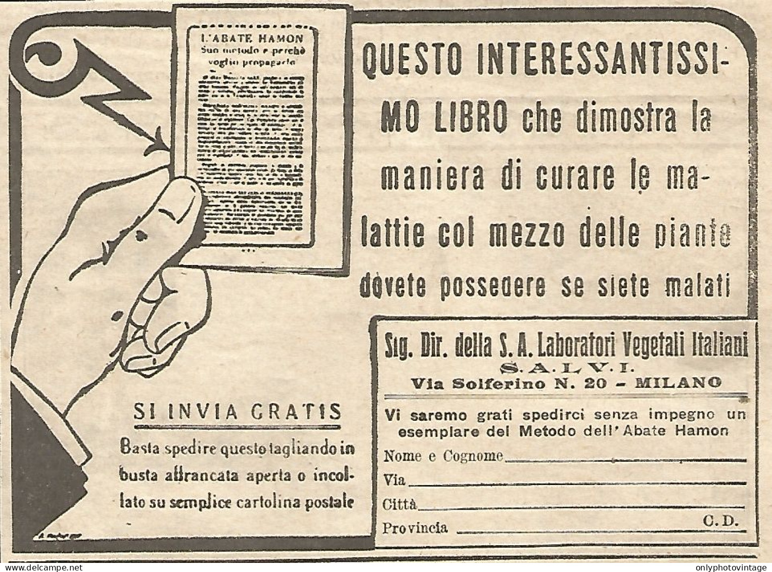 W1692 Curare Malattie Col Mezzo Delle Piante - Pubblicità Del 1926 - Old Advert - Advertising