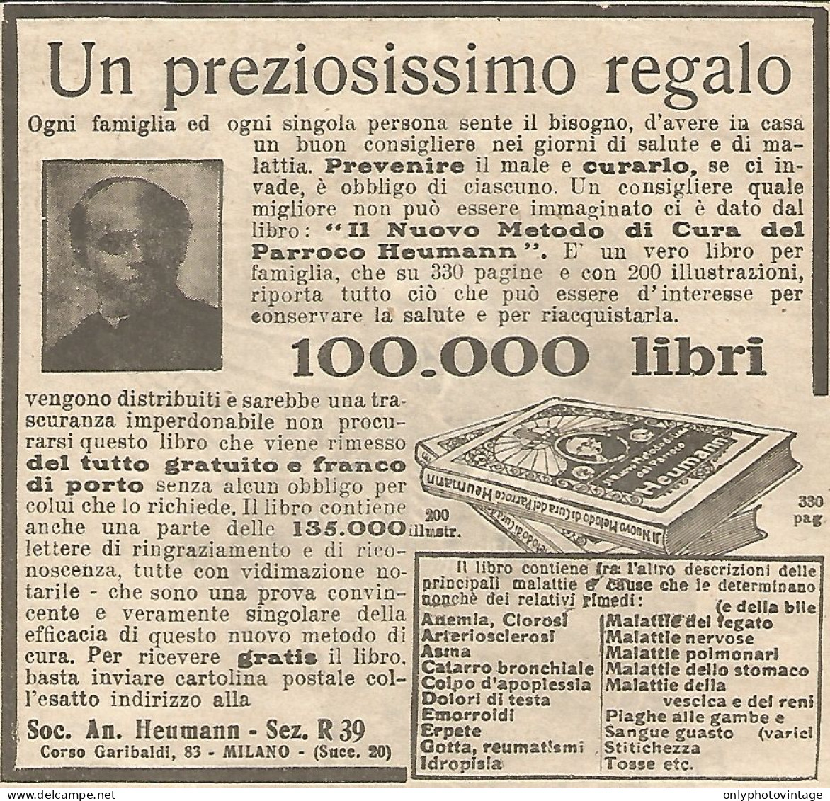 W1690 Nuovo Metodo Di Cura HEUMANN - Pubblicità Del 1926 - Old Advertising - Advertising