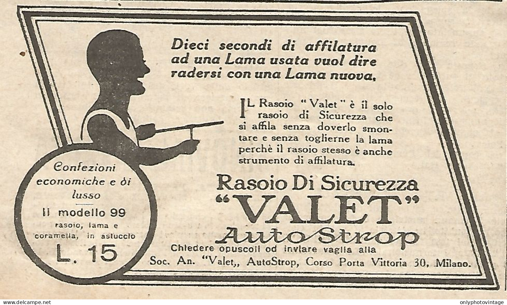 W1685 Rasoio VALET AutoStrop - Pubblicità Del 1926 - Old Advertising - Advertising