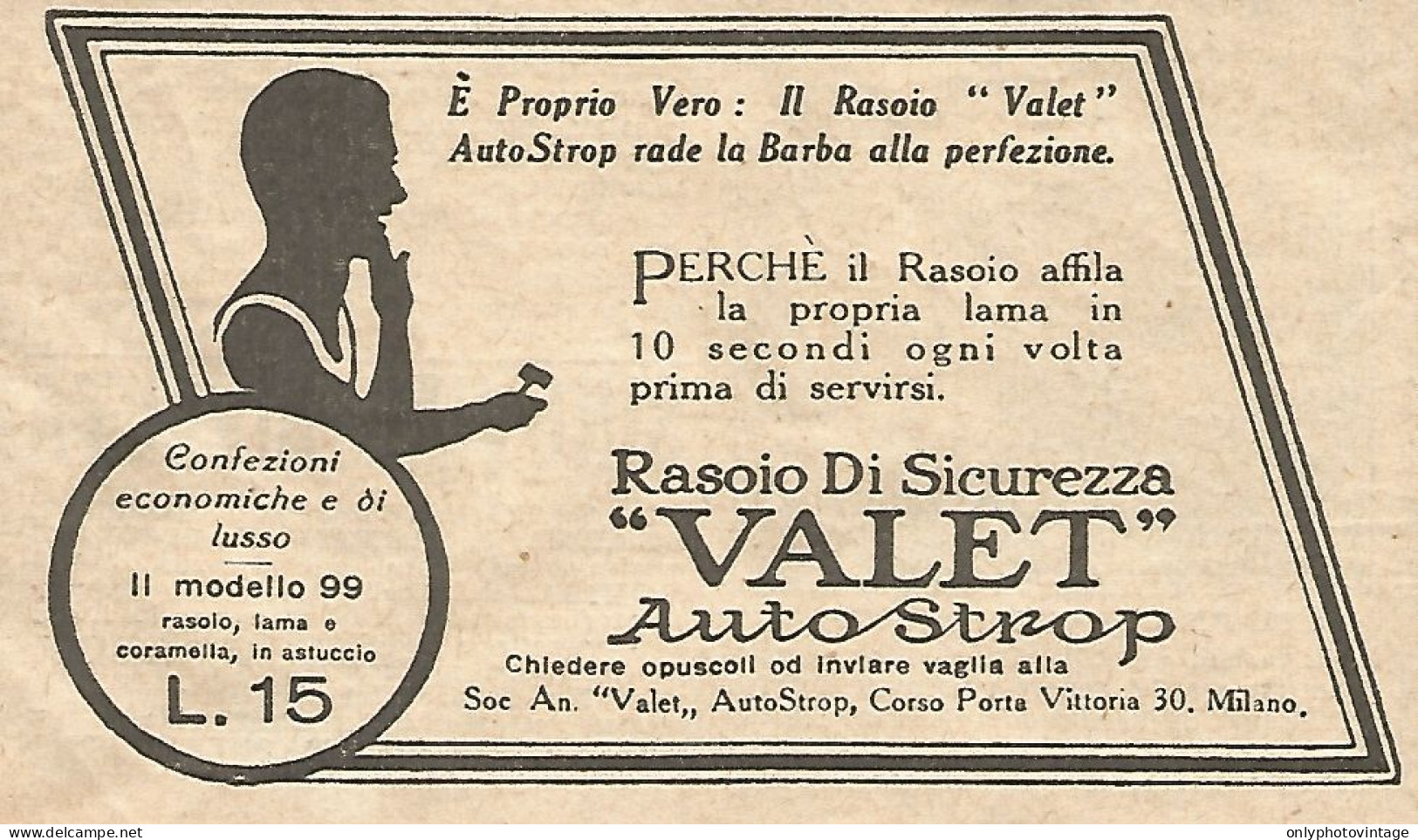 W1683 Rasoio VALET AutoStrop - Pubblicità Del 1926 - Old Advertising - Publicités