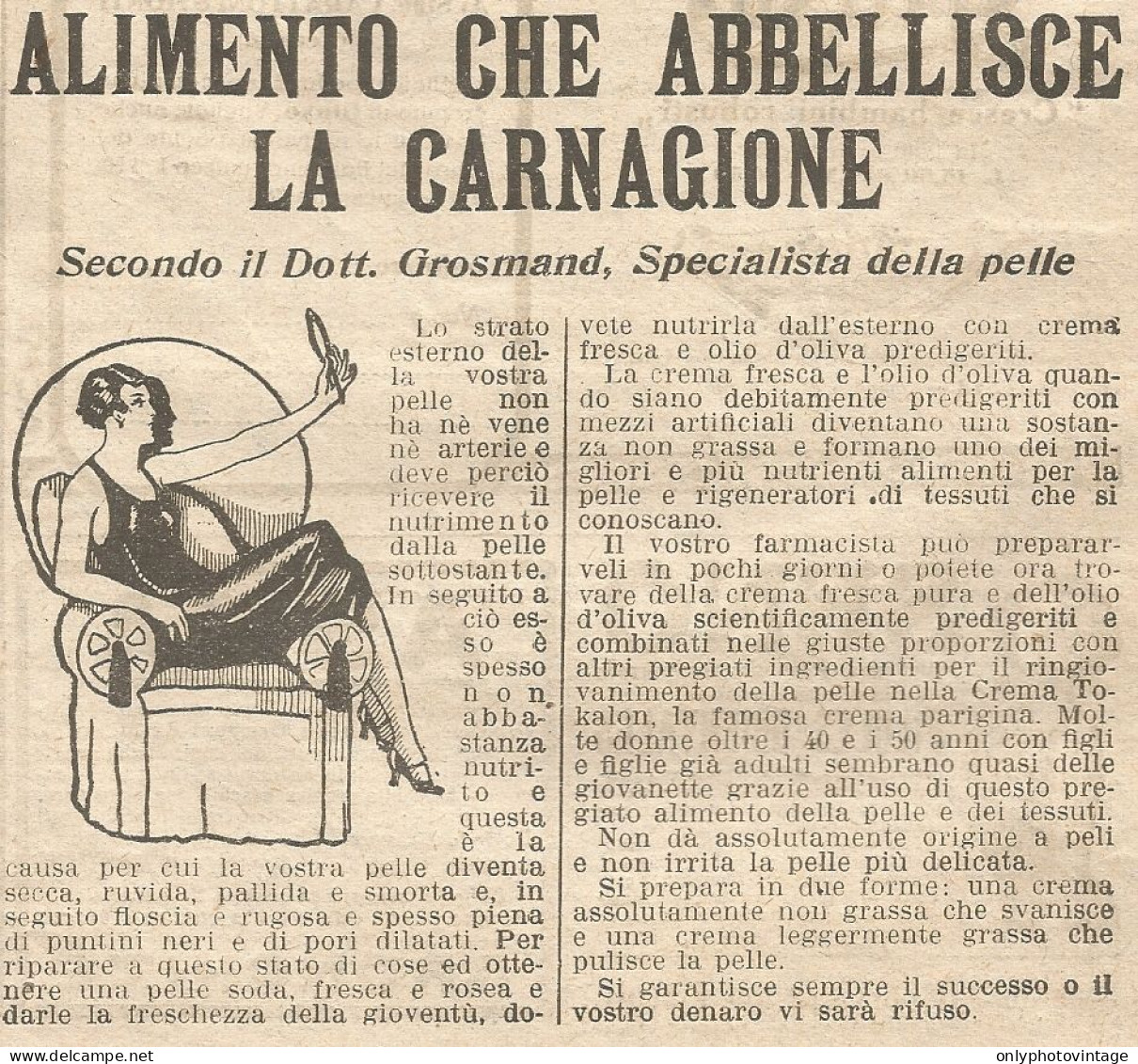 W1681 Crema TOKALON - Pubblicità Del 1926 - Old Advertising - Advertising
