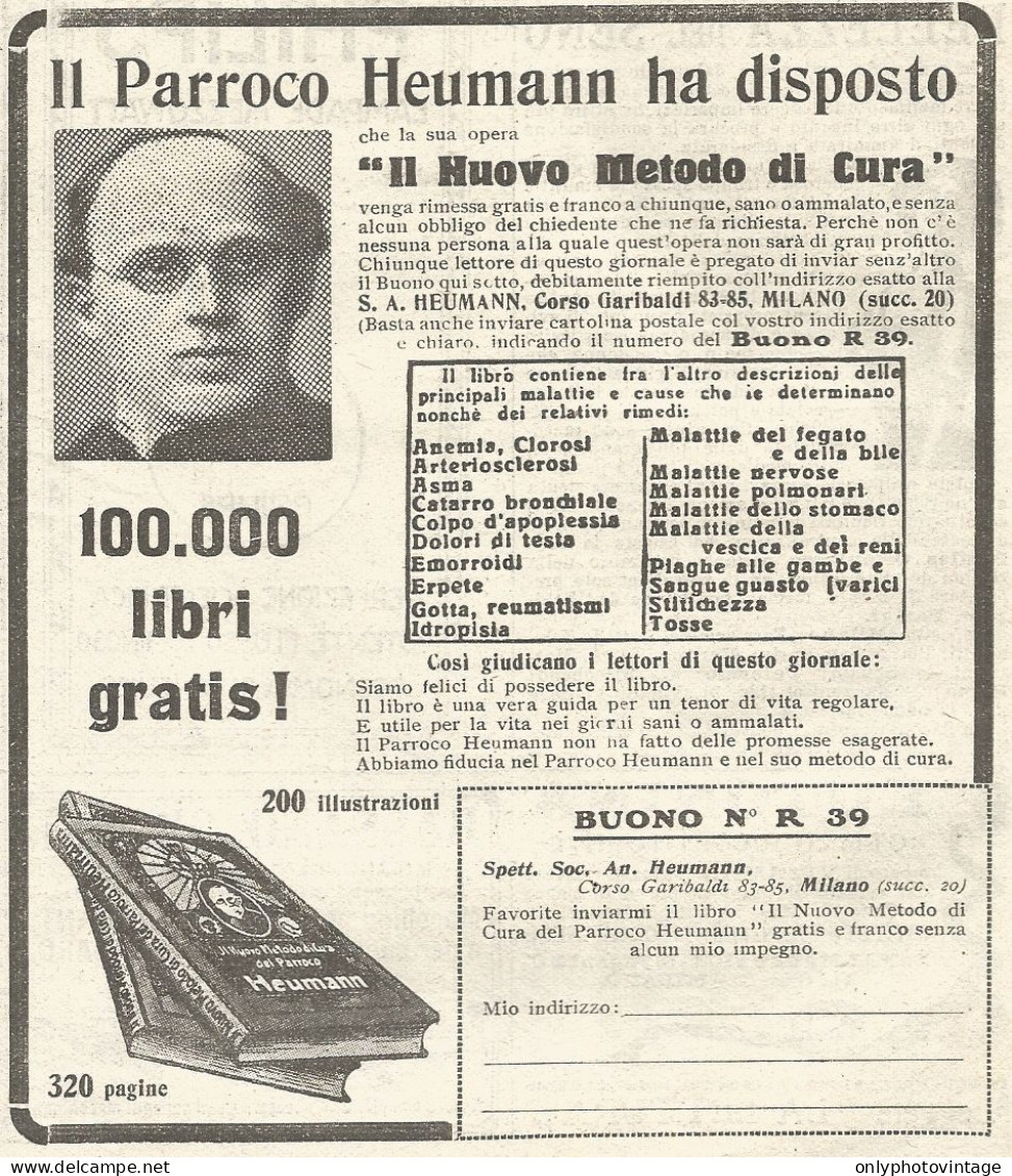 W1679 Nuovo Metodo Di Cura HEUMANN - Pubblicità Del 1926 - Old Advertising - Advertising