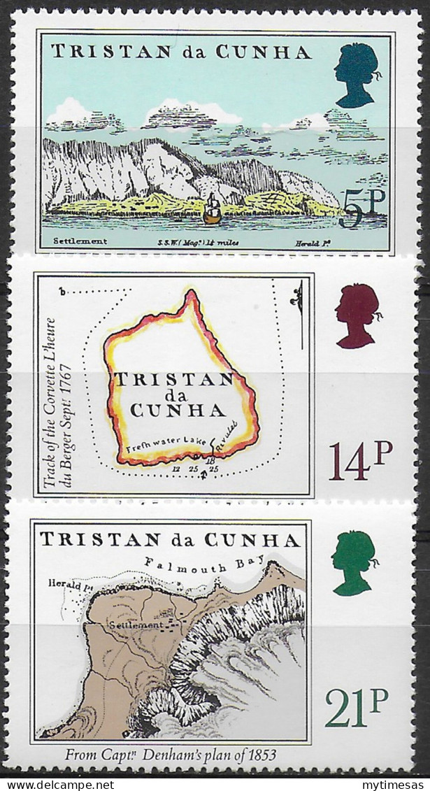 1981 Tristan Da Cunha Early Maps 3v. MNH SG. N. 304/06 - Altri & Non Classificati