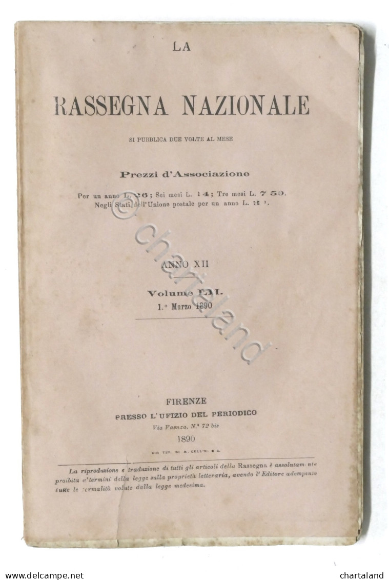 La Rassegna Nazionale - Anno XII Volume LII - 1° Marzo 1890 - Other & Unclassified