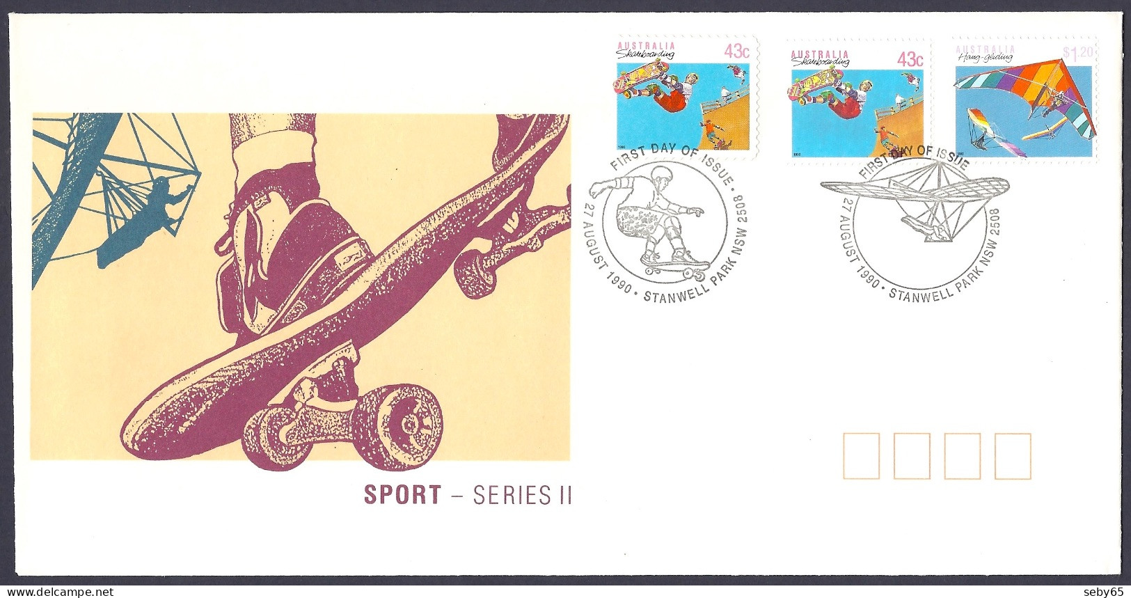 Australia 1990 - Sport, Series II, Skateboarding, Hang - Gliding - FDC - Ersttagsbelege (FDC)