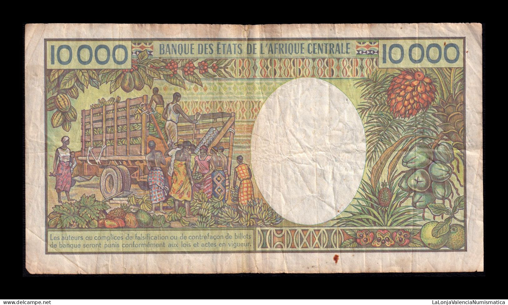 Congo 10000 Francs 1992 Pick 13 Bc/Mbc F/Vf - République Du Congo (Congo-Brazzaville)