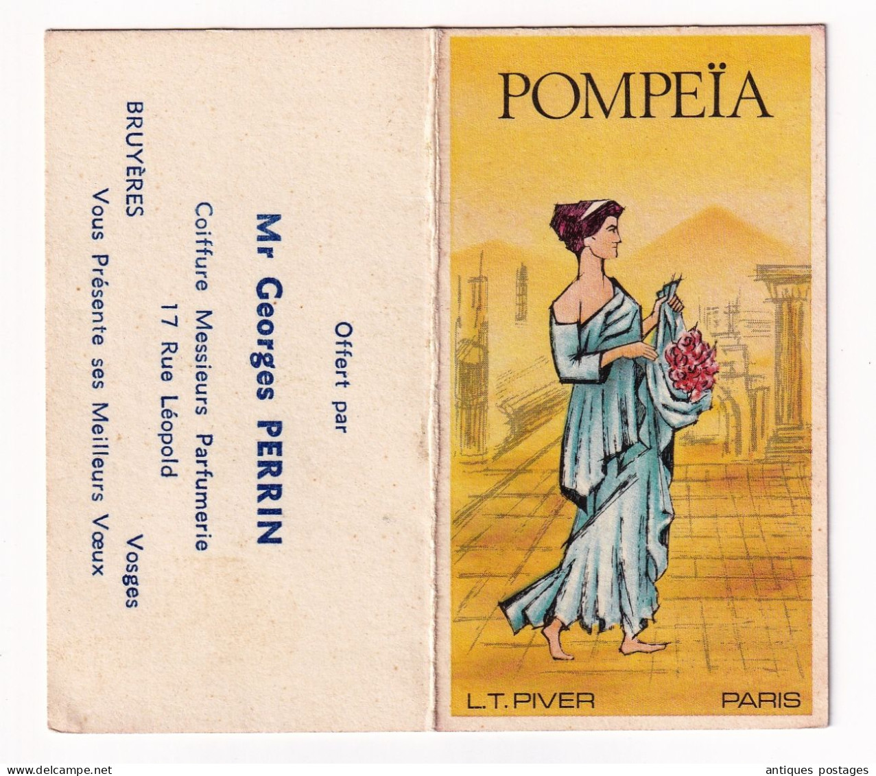 Calendrier 1977 Pompeïa LT. Piver Paris Parfum Parfumeur Parfumerie Coiffure Georges Perrin Bruyères Vosges - Small : 1981-90