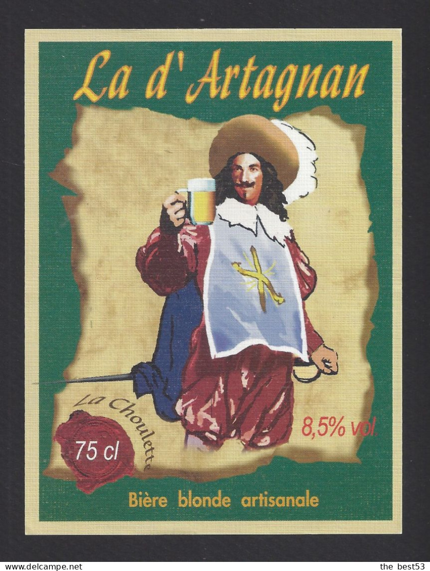 Etiquette De Bière Blonde   -  La D'Artagnan  -  Brasserie La Choulette  à  Hordain   (59) - Bier