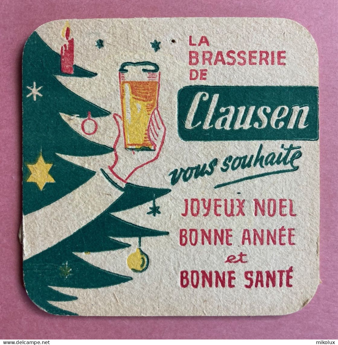 Luxembourg Brasserie De Clausen   . Sous Bock . Bierdeckel . ( +- 9,5 Cm X 9,5 Cm ) - Bierviltjes