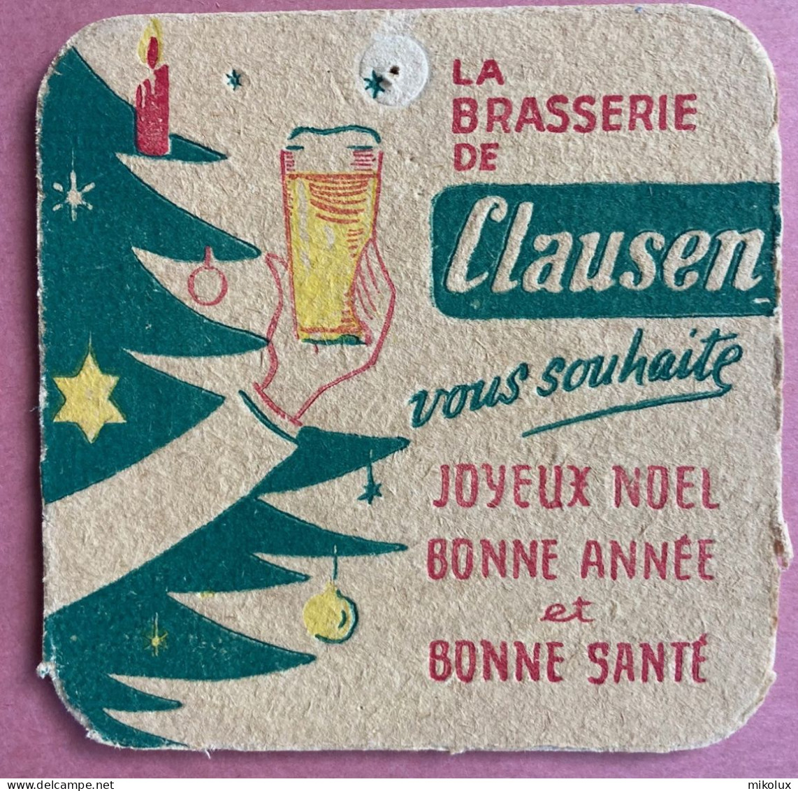 Luxembourg Brasserie De Clausen   . Sous Bock . Bierdeckel . ( +- 9,5 Cm X 9,5 Cm ) - Bierdeckel