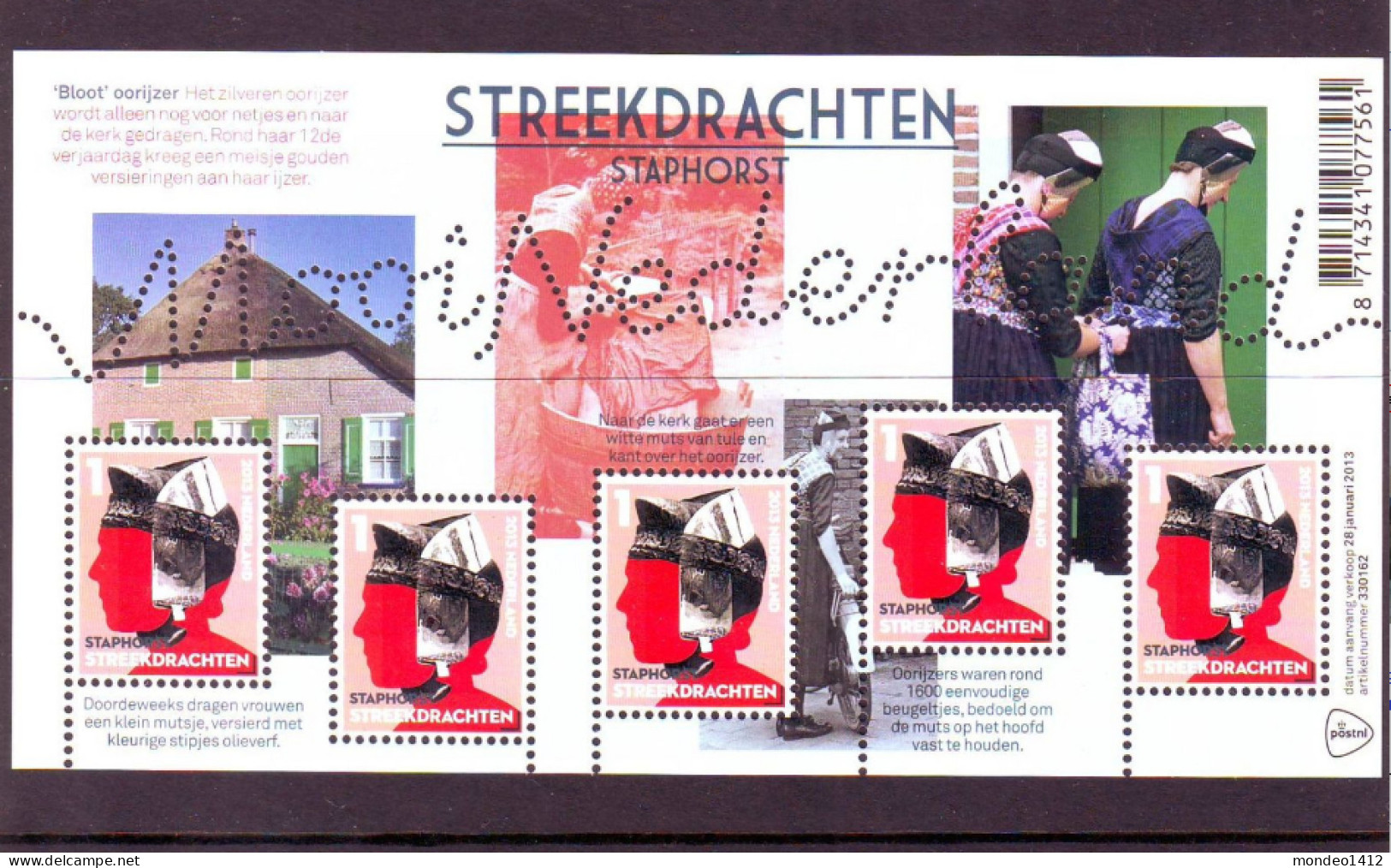 Nederland 2013 - NVPH 3014 - Blok Block - Mooi Nederland, Streekdrachten Staphorst - MNH - Ongebruikt