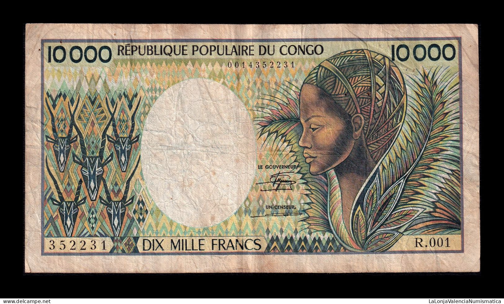 Congo 10000 Francos 1983 Pick 7 Bc/Mbc F/Vf - République Du Congo (Congo-Brazzaville)