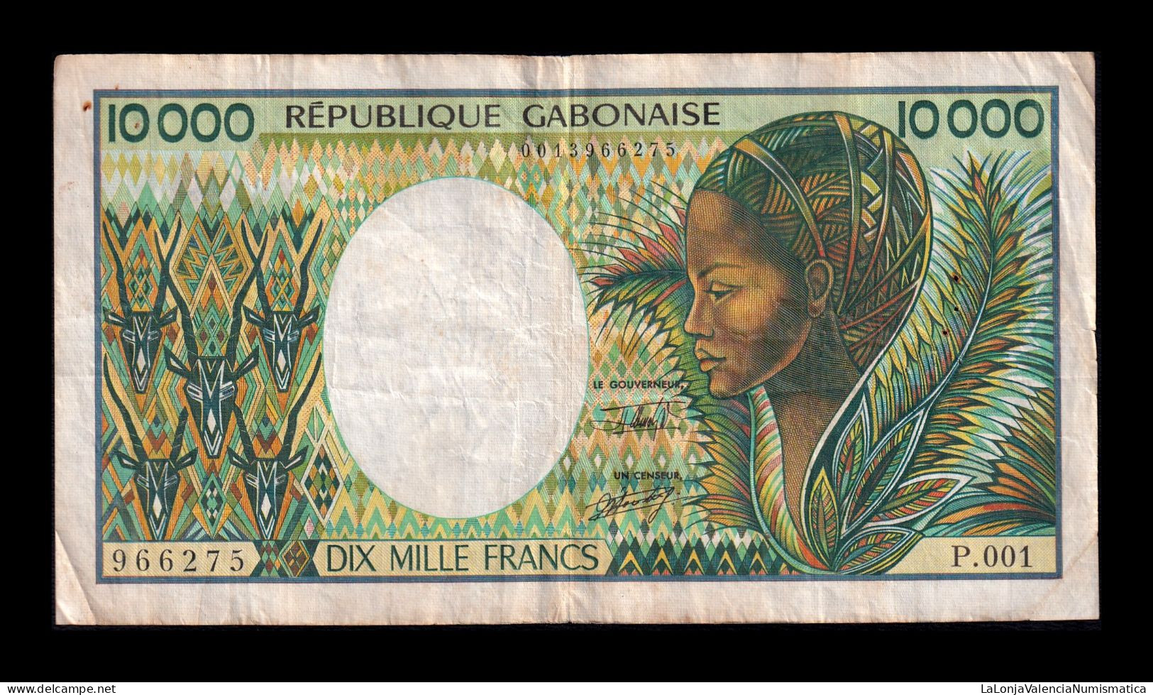 Gabón 10000 Francs 1991 Pick 7b Bc/Mbc F/Vf - Gabun