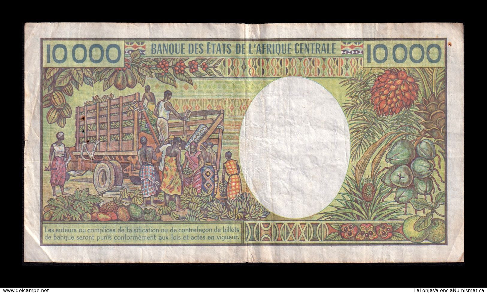 Gabón 10000 Francs 1991 Pick 7b Bc/Mbc F/Vf - Gabon