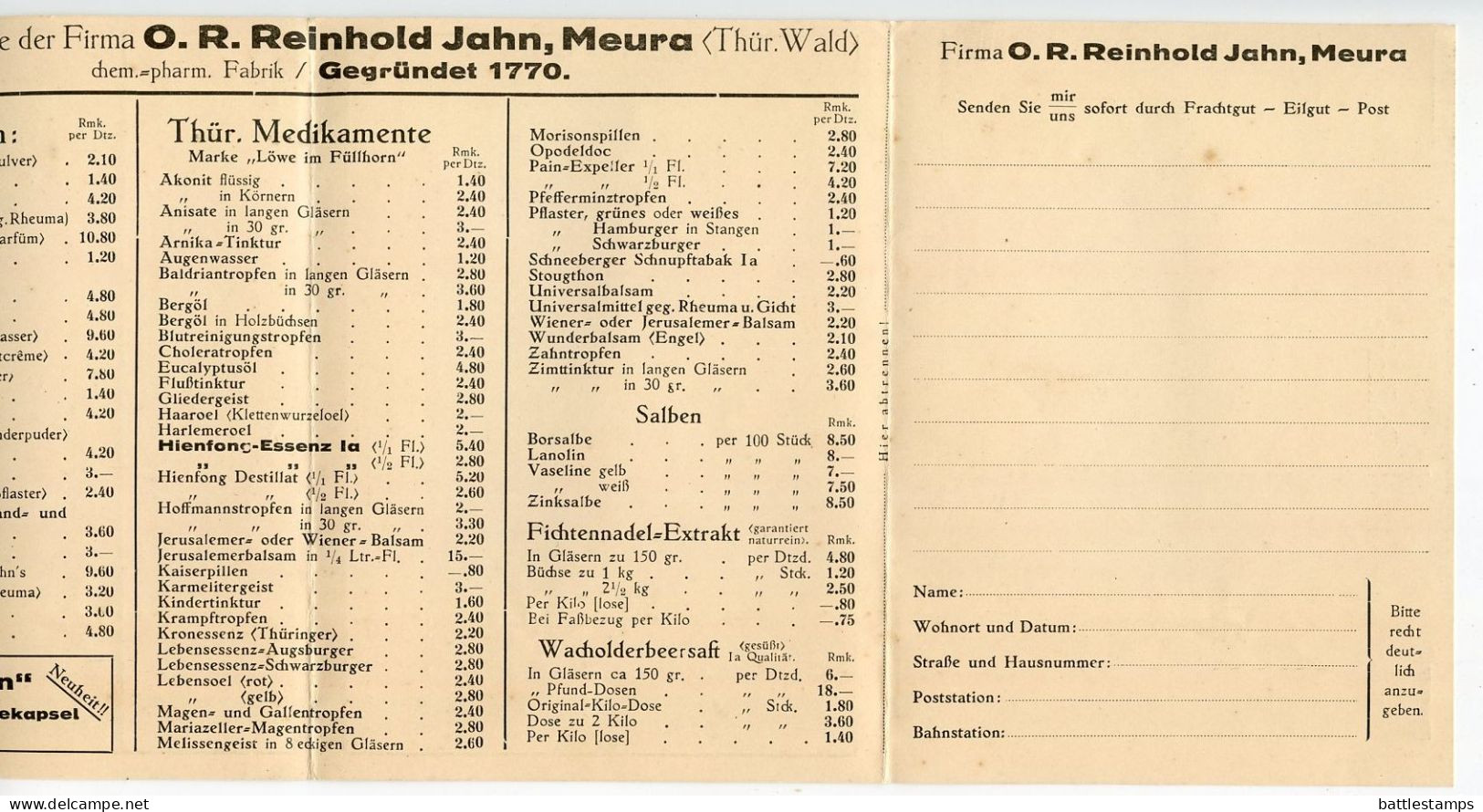 Germany 1927 Cover w/ Multiple Contents; Meura (Thüringerw.) - Meurasan, O. R. Reinhold Jahn; 10pf. Frederick the Great