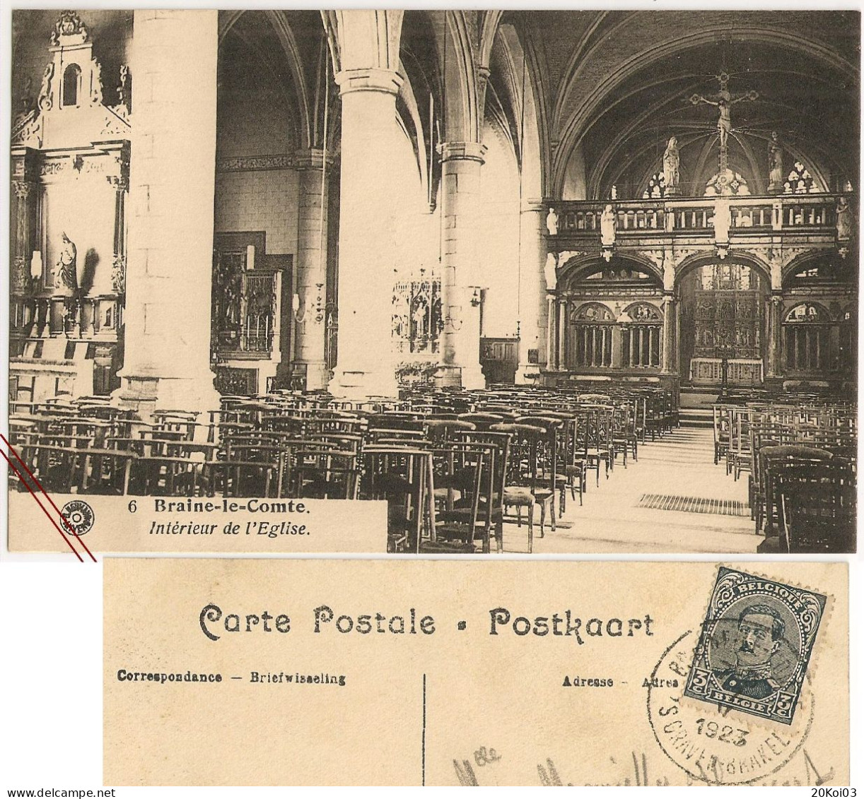 Braine-le-Comte Intérieur De L'Eglise, Saint-Géry 1923, Hainaut, TTB-CPA - Braine-le-Comte