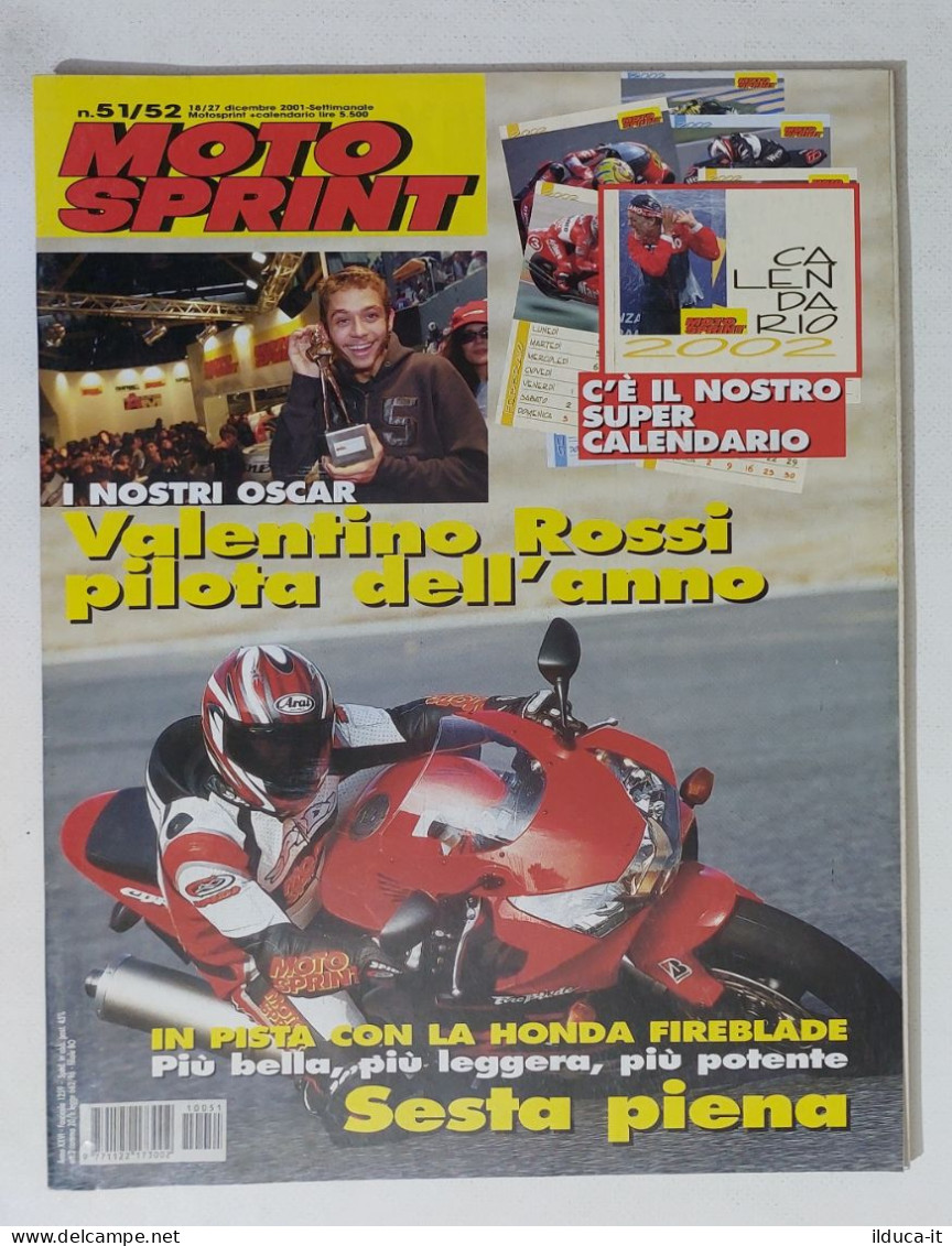 35018 Motosprint 2001 A. XXVI N. 51/52 - Honda Fireblade / Valentino Rossi - Moteurs