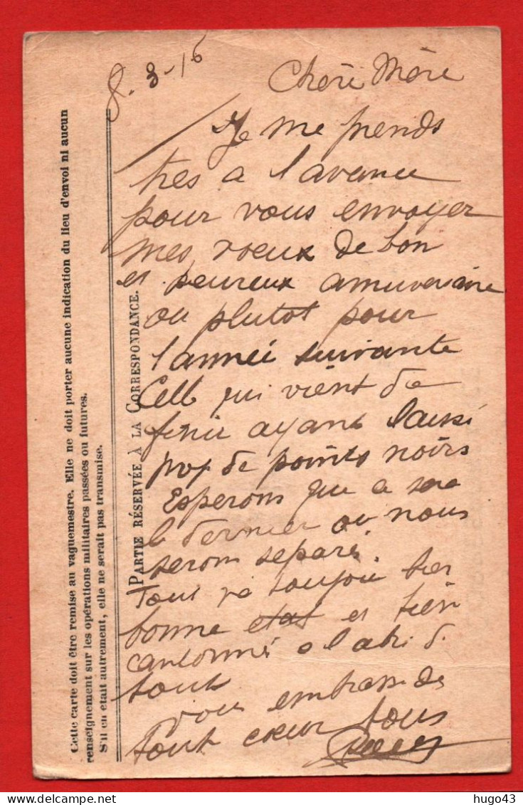 (RECTO / VERSO) CARTE CORRESPONDANCE DES ARMEES DE LA REPUBLIQUE LE 11/03/1916 - TRESOR ET POSTES SECTEUR POSTAL 181 - Covers & Documents