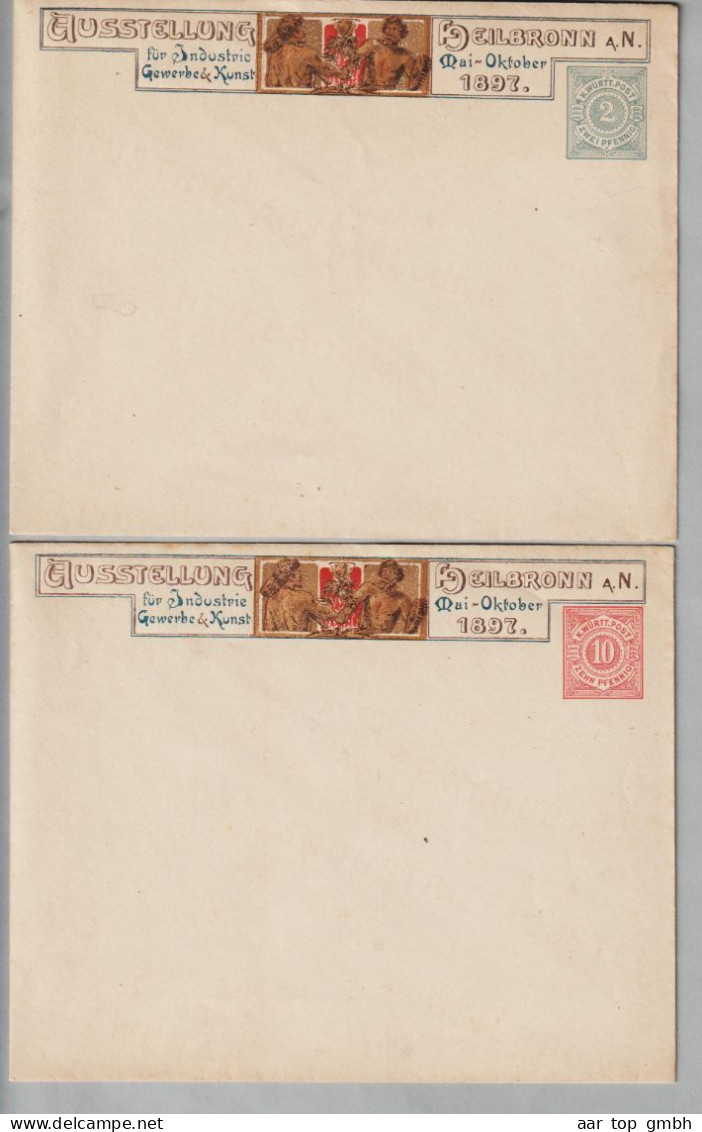 DE Württemberg 1897 Mai-Oktober Ausstellung Heilbronn A.N. 3 Ausstellungsbriefe Ungebraucht 2,3 Und 10 Pf. - Brieven En Documenten
