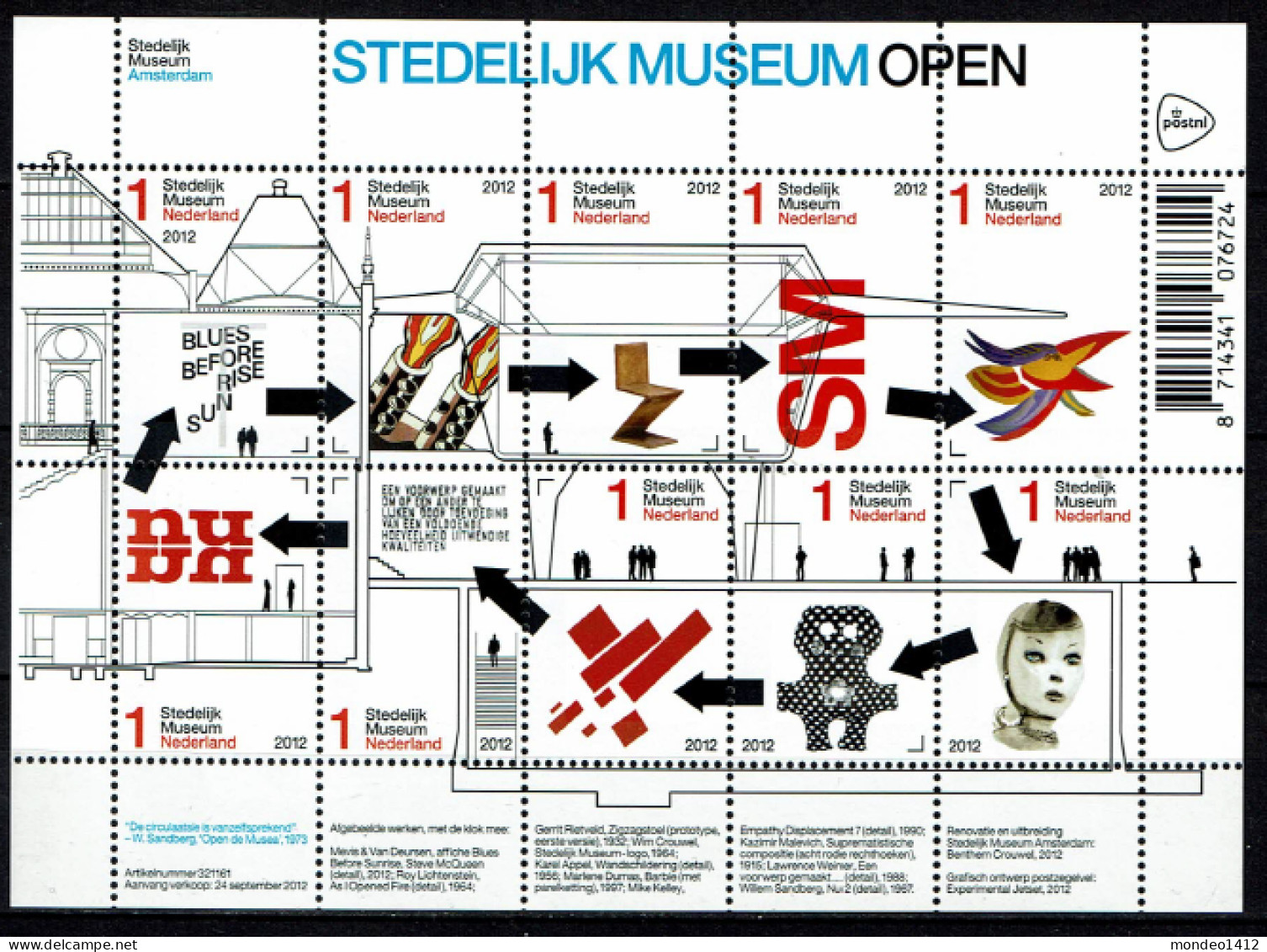 Nederland 2012 - NVPH 2989/2998 - Blok Block - Stedelijk Museum Amsterdam, Musée - MNH - Ungebraucht