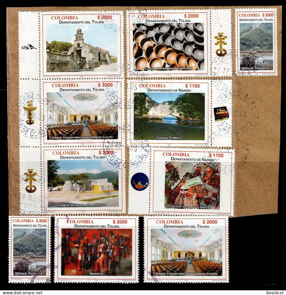 0005E-COLOMBIA-2004- USED STAMPS LOT - NARIÑO AND TOLIMA DEPARTMENTS, NO COMPLETE SETS - Kolumbien