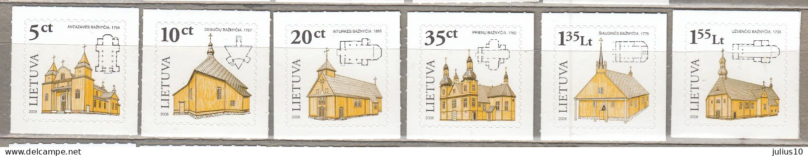 LITHUANIA 2008 Wooden Churches Self Adhesive MNH(**) Mi 954 I-959 I #Lt875 - Lithuania