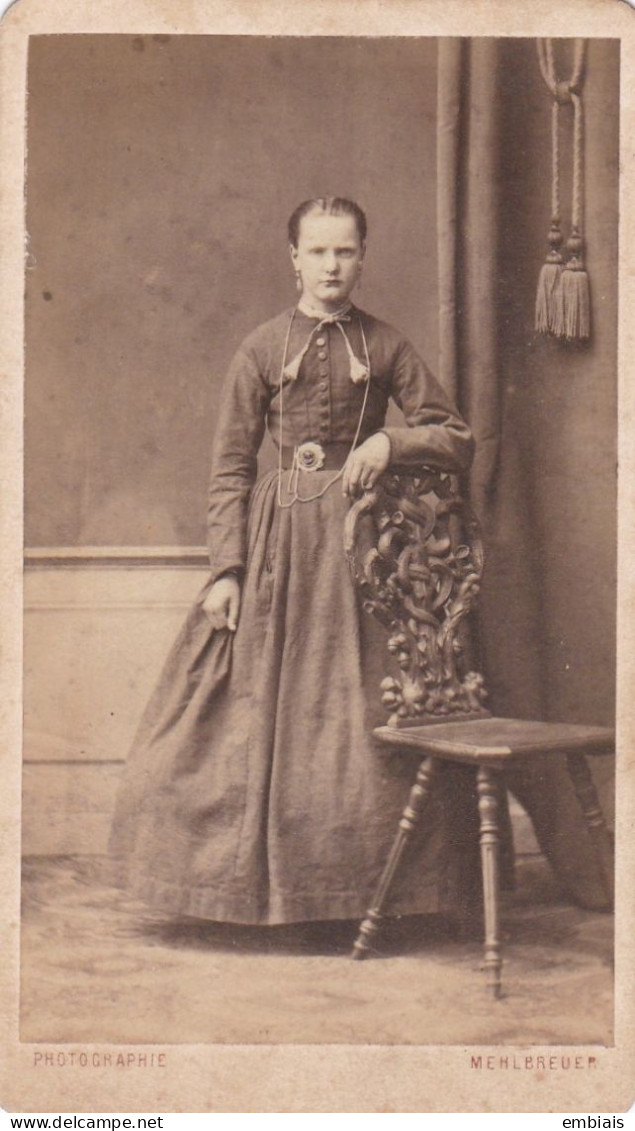 LUXEMBOURG 1860/70 Photo Originale CDV Portrait Sur Pied D'une Femme Par Le Photographe Mehlbreuer - Guerre, Militaire