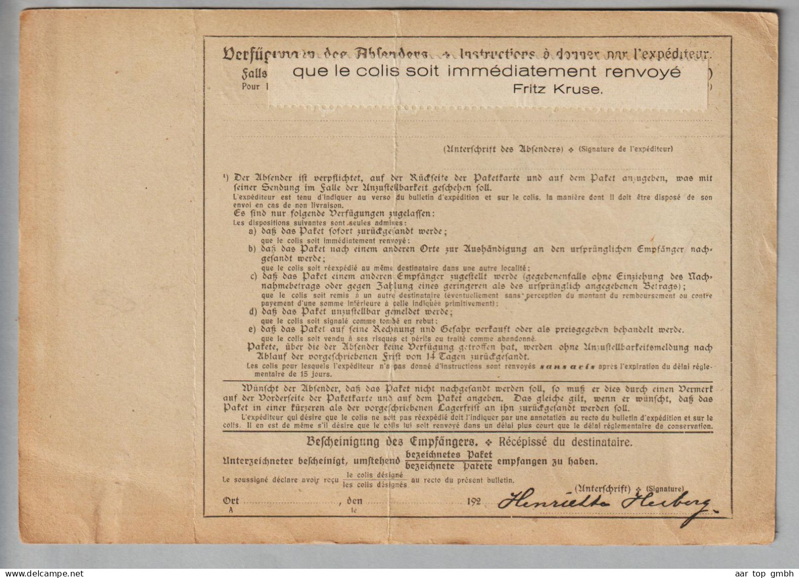 DE Heimat Sa. Salzwedel 1925-12-30 Paketkarte Nach Oslo - Brieven En Documenten