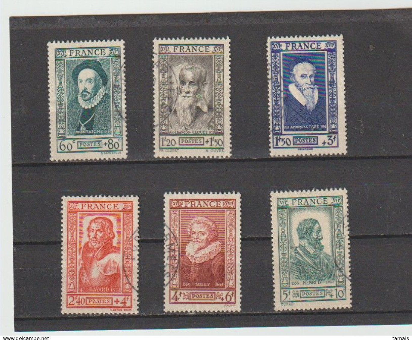 1943 N°587 à 592 Célébrités Série Henri IV Oblitérés (lot 861) - Oblitérés