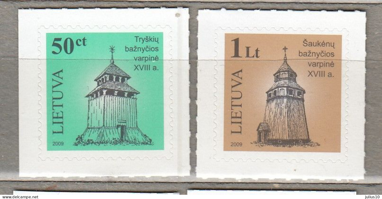 LITHUANIA 2009 Wooden Churches Self Adhesive MNH(**) Mi 923 II-924 II #Lt877 - Litauen