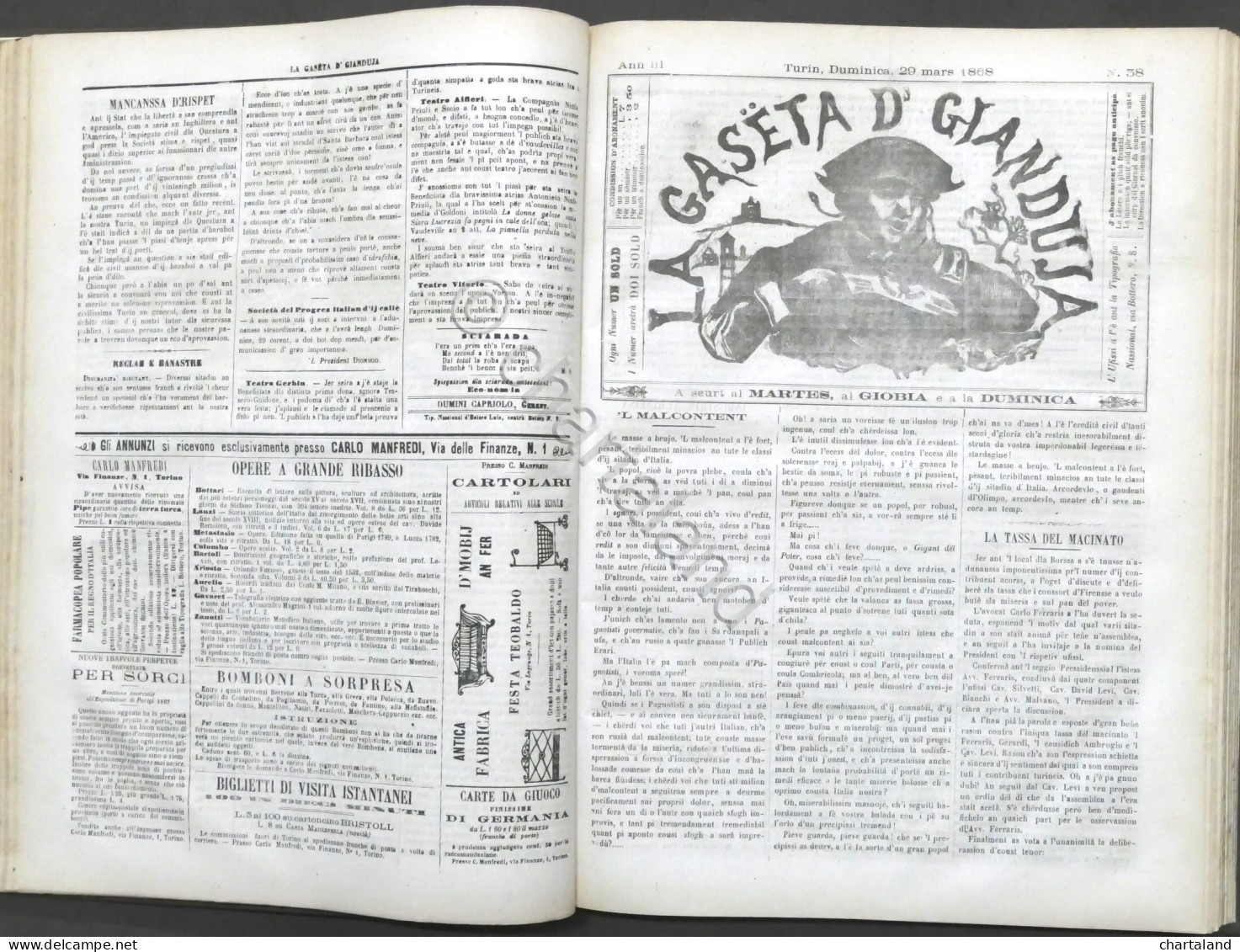 Giornale Di Torino - La Gaseta D'Gianduja - Anno III Completo - 1868 - Andere & Zonder Classificatie
