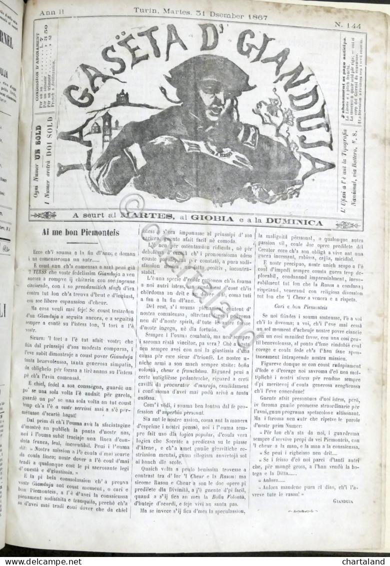 Giornale Di Torino - La Gaseta D'Gianduja - Anno II Completo - 1867 - Sonstige & Ohne Zuordnung