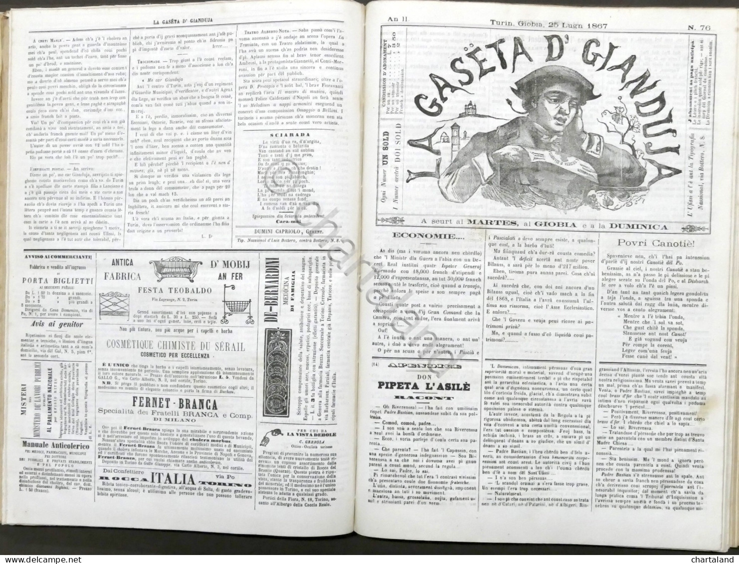 Giornale Di Torino - La Gaseta D'Gianduja - Anno II Completo - 1867 - Autres & Non Classés