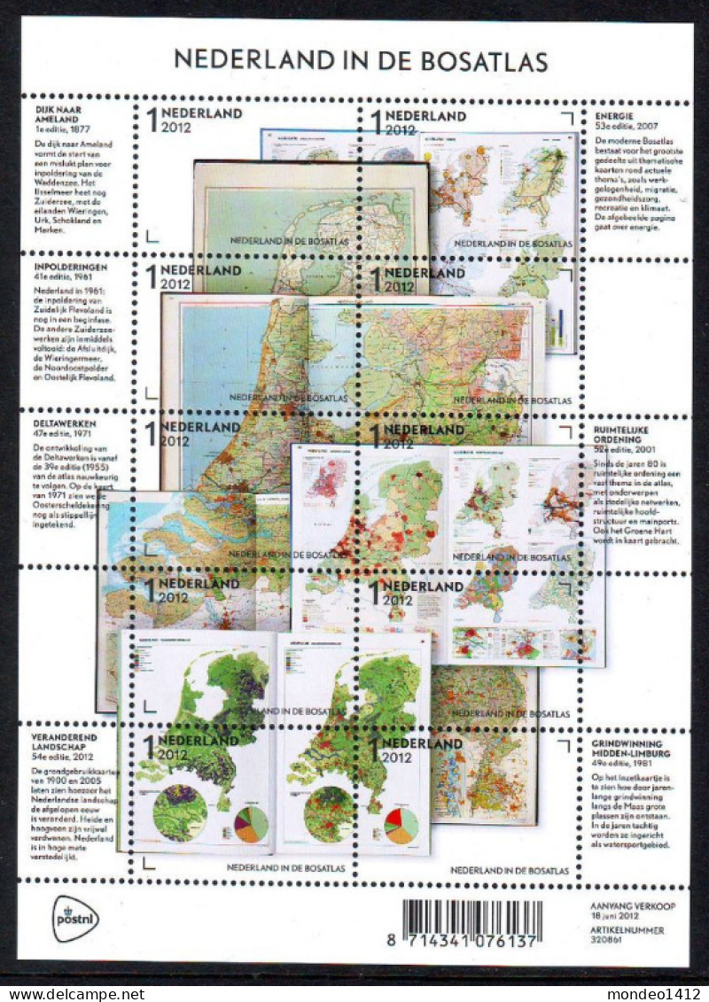 Nederland 2012 - NVPH 2937/2946 - Blok Block - Nederland In De Bosatlas  - MNH - Ungebraucht