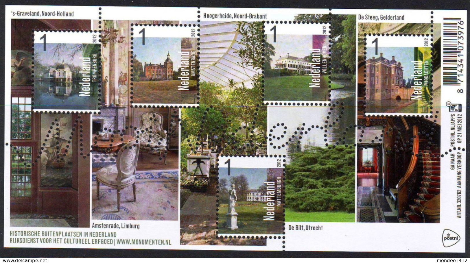 Nederland 2012 - NVPH 2936 - Blok Block - Mooi Nederland, Verzamelblok Historische Buitenplaatsen - MNH - Ongebruikt