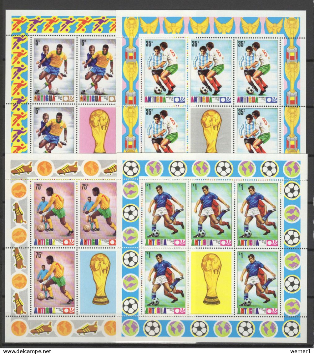 Antigua 1974 Football Soccer World Cup Set Of 4 Sheetlets MNH - 1974 – West Germany