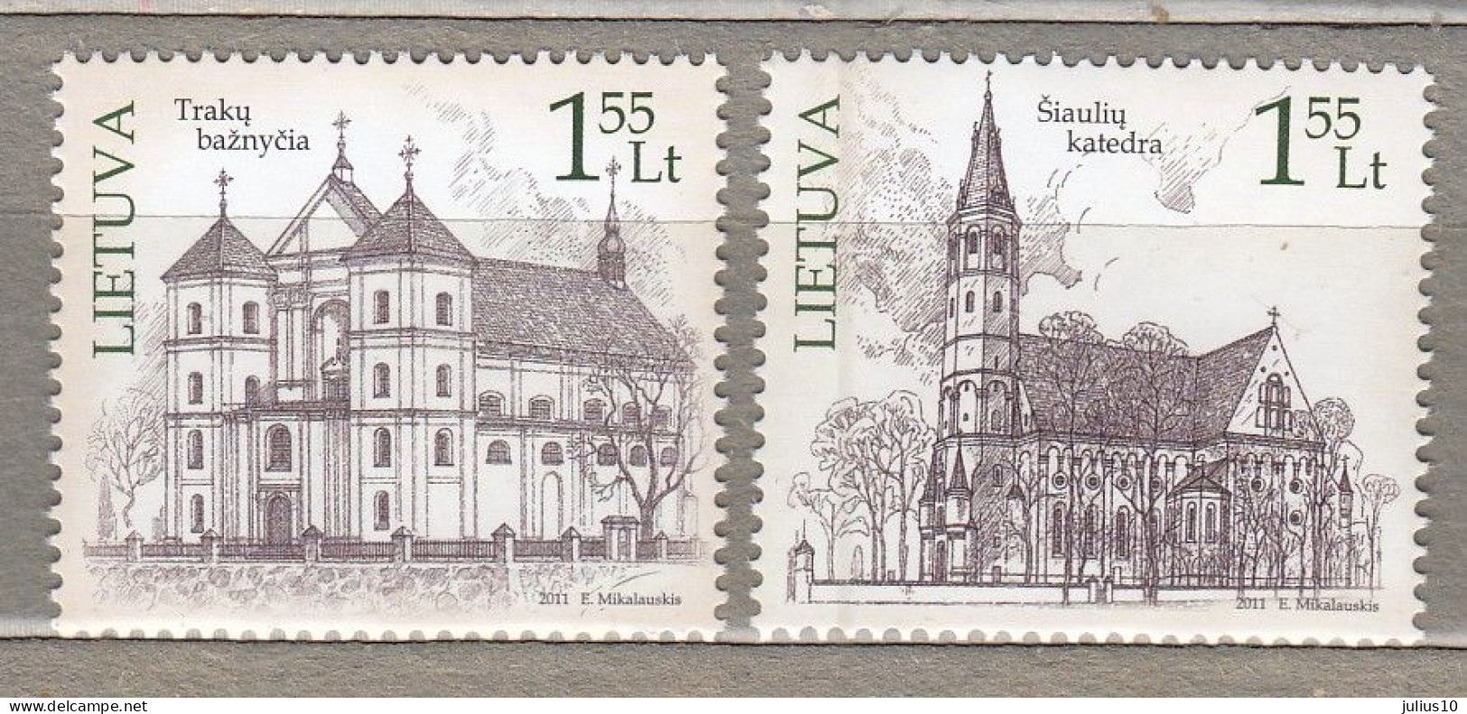 LITHUANIA 2011 Architecture Churches MNH(**) Mi 1078-1079 #Lt880 - Lituania