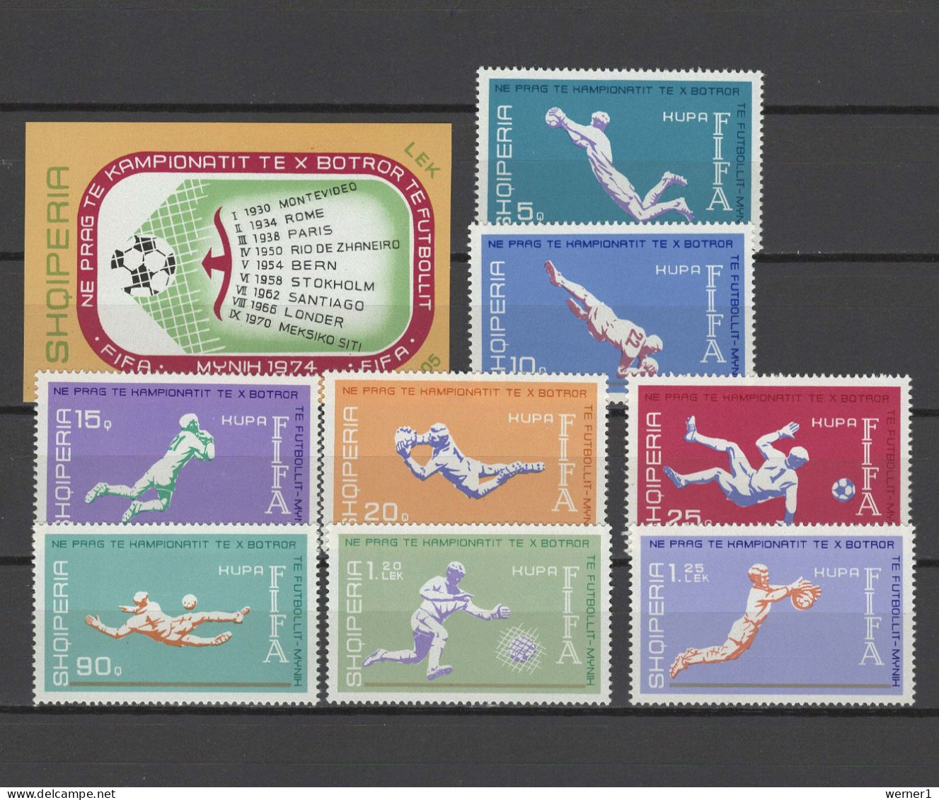 Albania 1973 Football Soccer World Cup Set Of 8 + S/s MNH - 1974 – West-Duitsland
