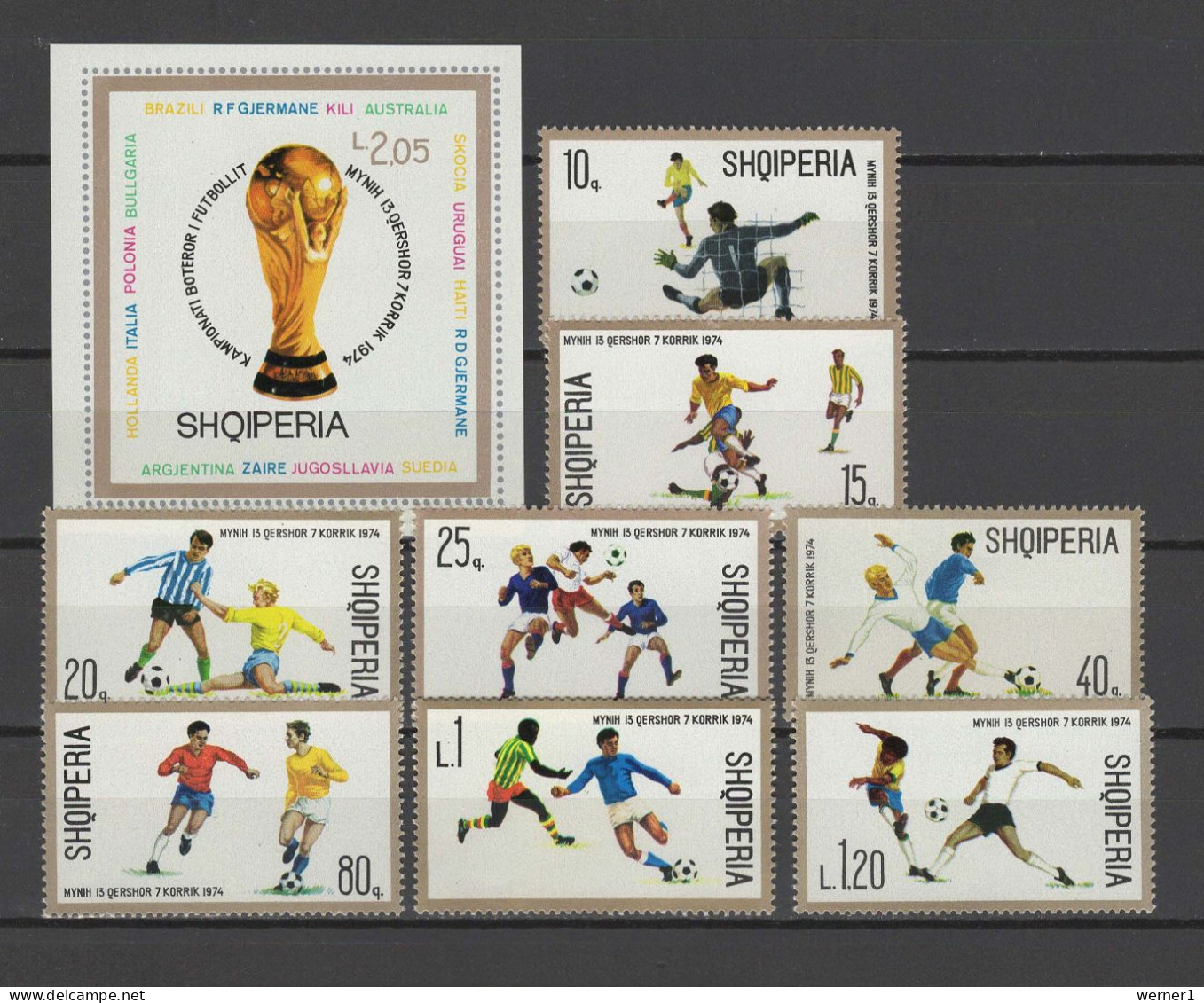 Albania 1974 Football Soccer World Cup Set Of 8 + S/s MNH - 1974 – Allemagne Fédérale