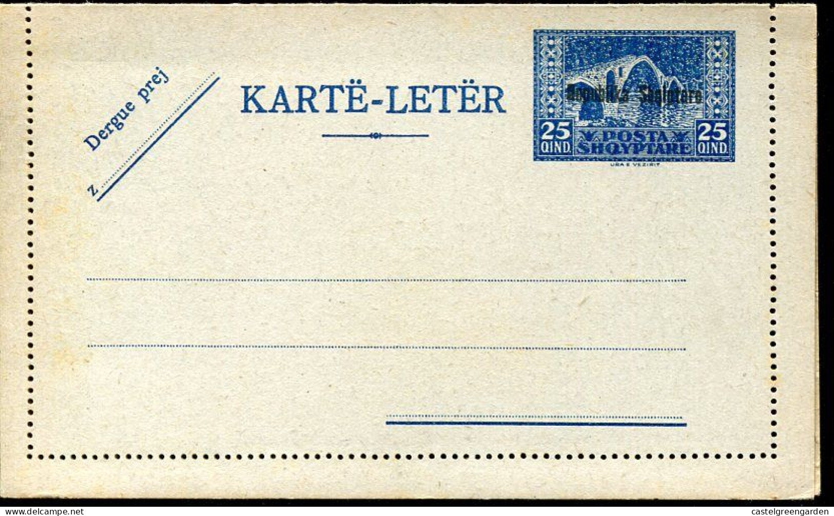 X0512 Albania,stationery Karte-Leter 25Q. Showing The Vezirs Bridge Over The Drin - Albanien