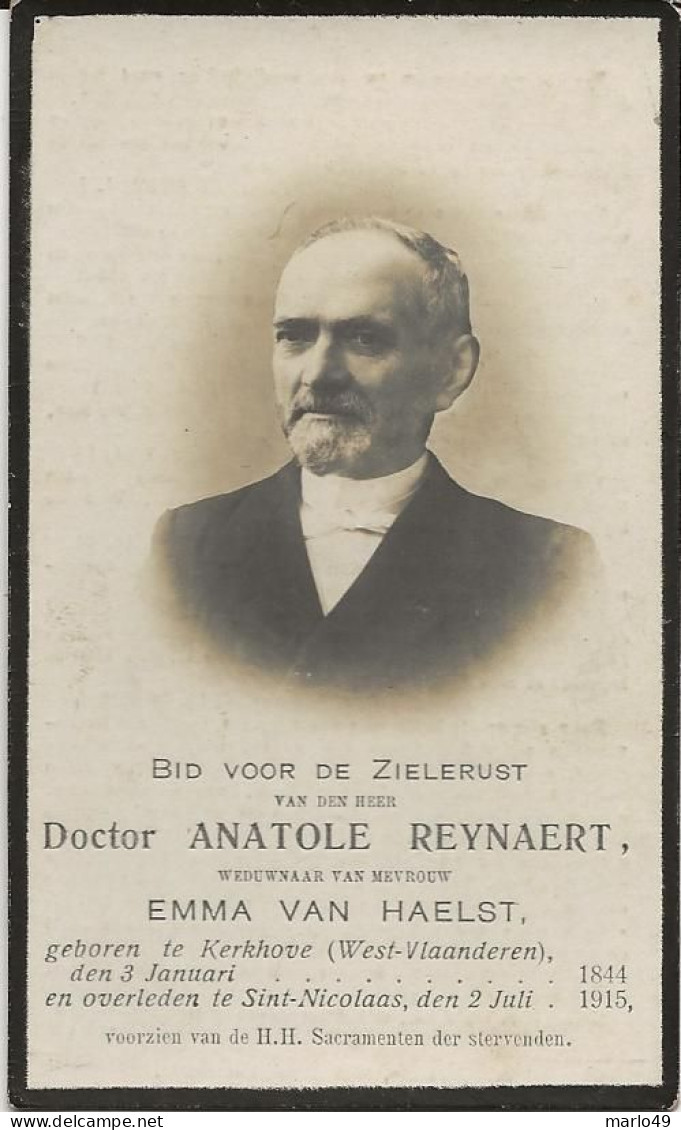 DP. DOCTOR ANATOLE REYNAERT - VAN HAELST ° KERKHOVE 1844 - + SINT NICOLAAS 1915 - Religión & Esoterismo
