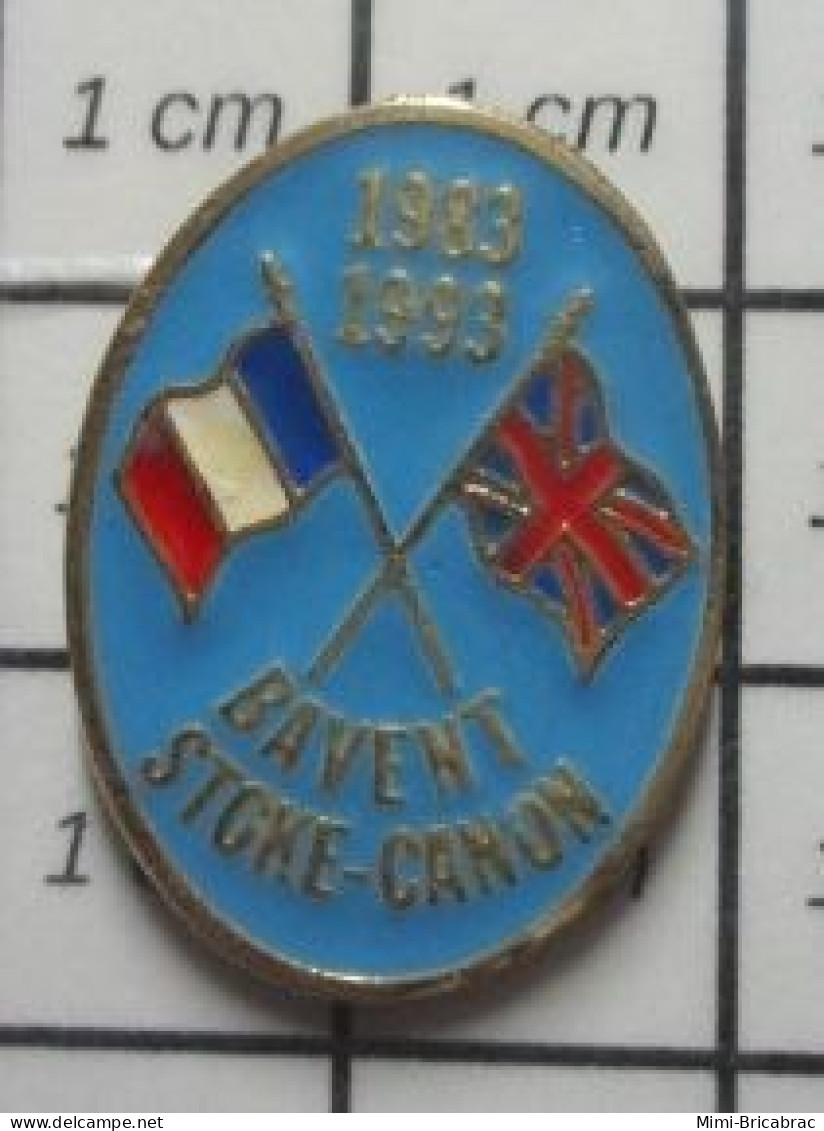1818c Pin's Pins / Beau Et Rare / VILLES / JUMELAGE 1983 1993 BAVENT CALVADOS STOKE-CANON UK - Ciudades