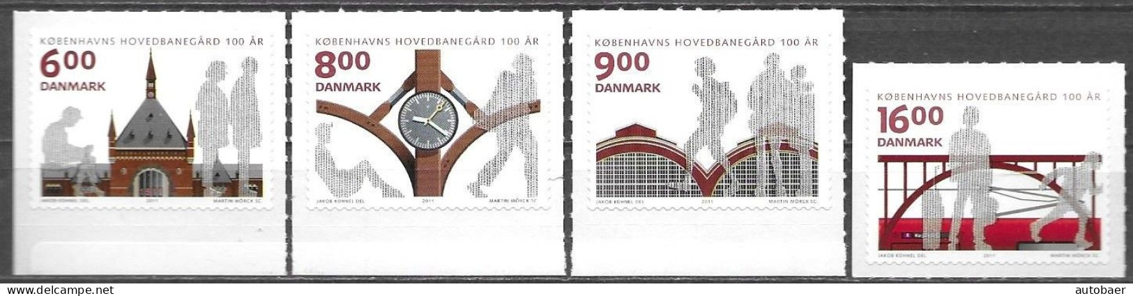 Denmark Danmark Dänemark 2011 100 Years Central Railway Station Copenhagen Mi. No. 1669-72A ** MNH Postfrisch Neuf - Nuevos