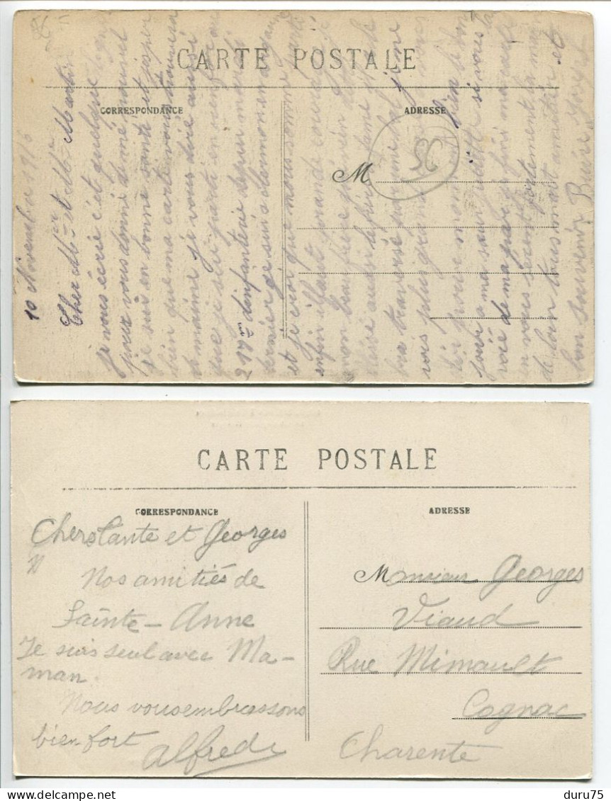 LOT 2 CPA Ecrites 1916 Pour La 1ère * SAINTE ANNE D'AURAY Maison Du Pieu Nicolasic & Le Champ Des Martyrs - Sainte Anne D'Auray