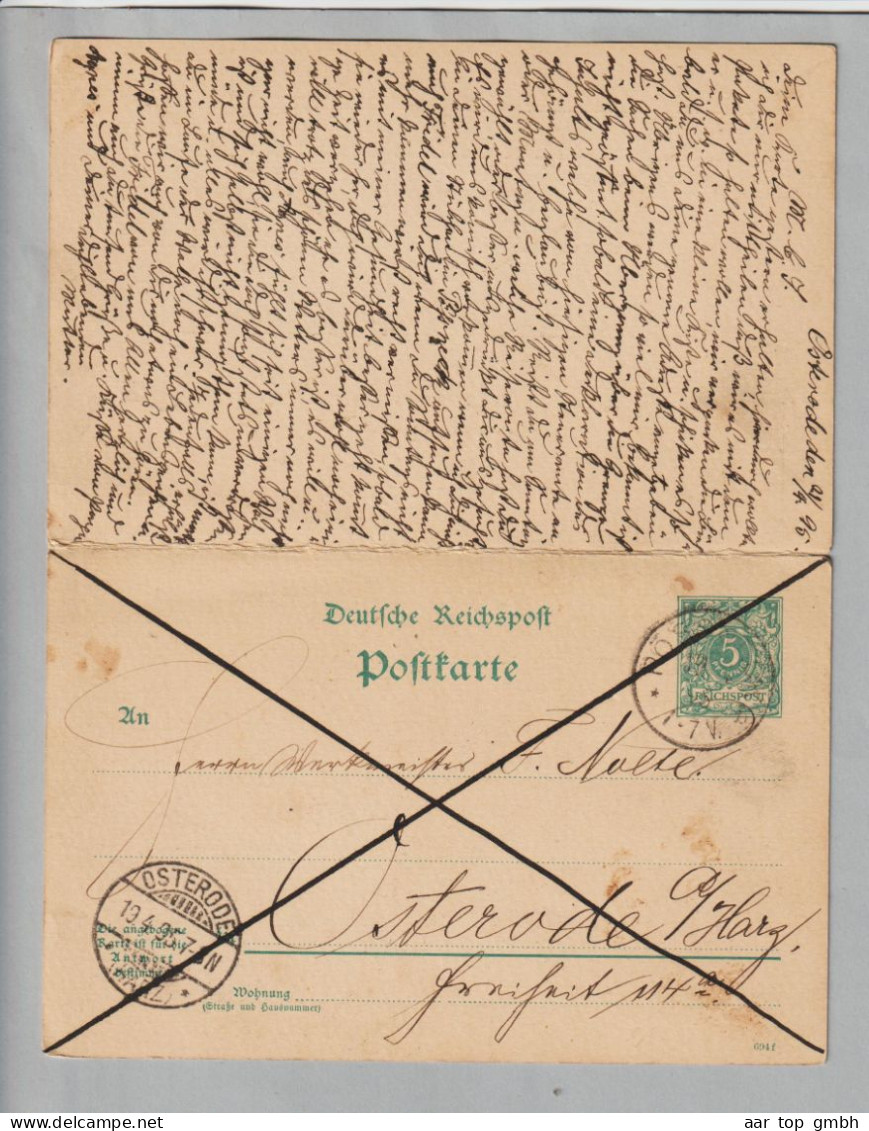 DE Heimat Nied.Sa. Osterode 1895-04-21 Auf Ganzsache Doppel-Antwortkarte - Briefe U. Dokumente