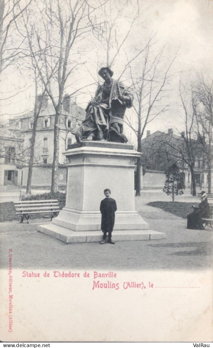 Moulins - Statue De Théodore De Banville - Enfant Posant - Moulins