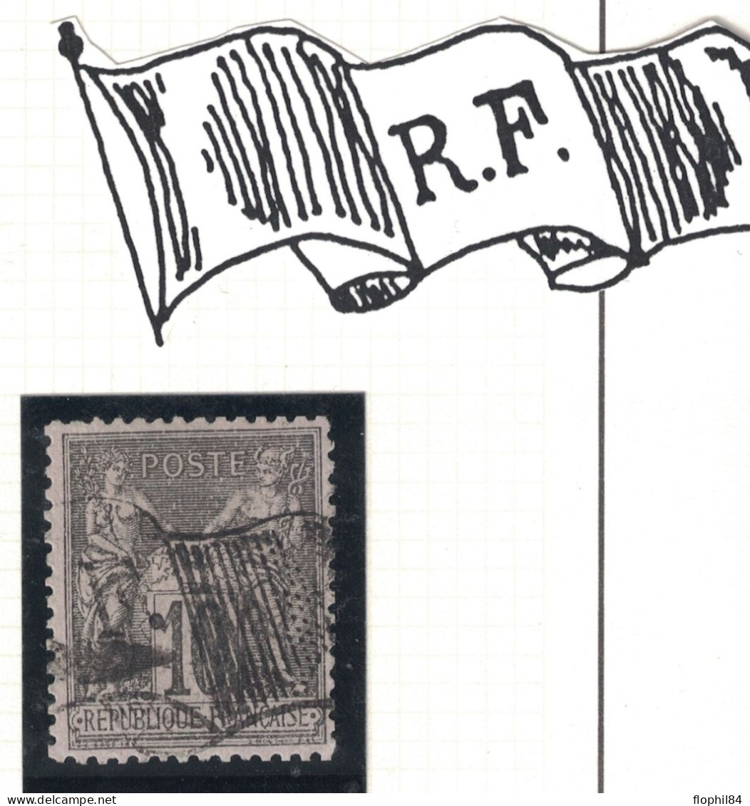 SAGE - DRAPEAU - PARIS DEPART DRAPEAU PETIT DRAPEAU OMBRE - SUR 10c. - 1876-1898 Sage (Type II)