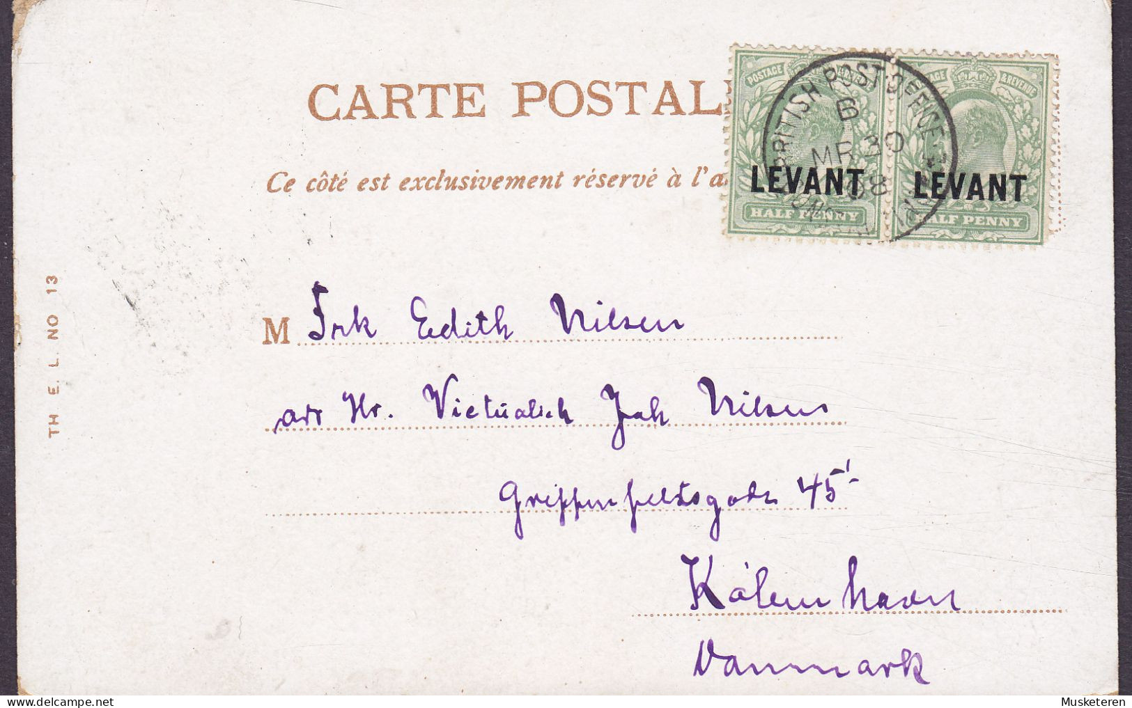 British Levant Turkey PPC Constantinople. Mosquée Valide A Emin Ounou BRITISH POST OFFICE 1908 Simple Backside (2 Scans) - Turquie